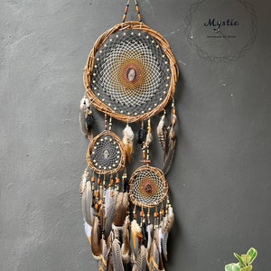 Natural gift, shaman healing, witch vibes/Large dreamcatcher, Dream catchers with crystals, Authentic dreamcatcher made  naturals materials