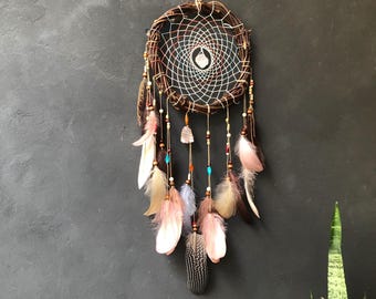Customizable Crystal Dreamcatcher: Medium/Large Wall Hanging, Natural Feathers