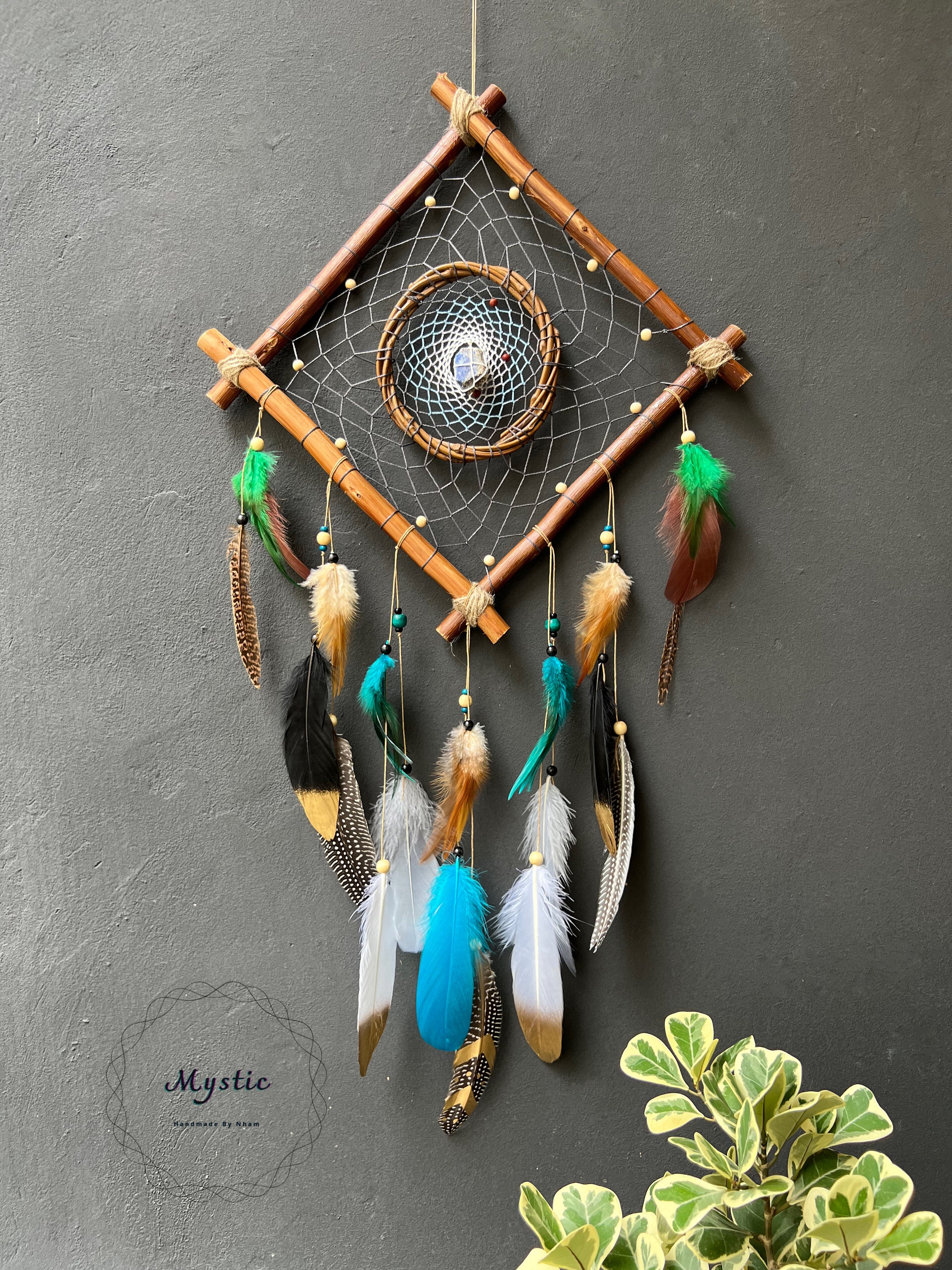 Handmade Blue Dream Catcher With Feathers, Wall Hanging Decor - Etsy