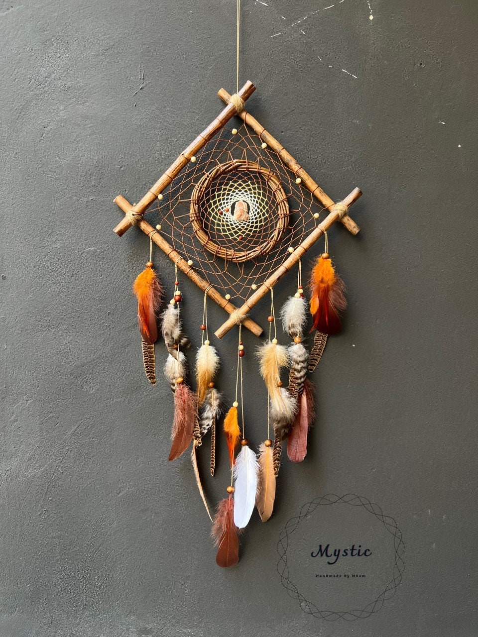 T000112 07_dreamcatcher Blue 12 in. x 22 in. Handmade LED Dream Catcher with Feathers