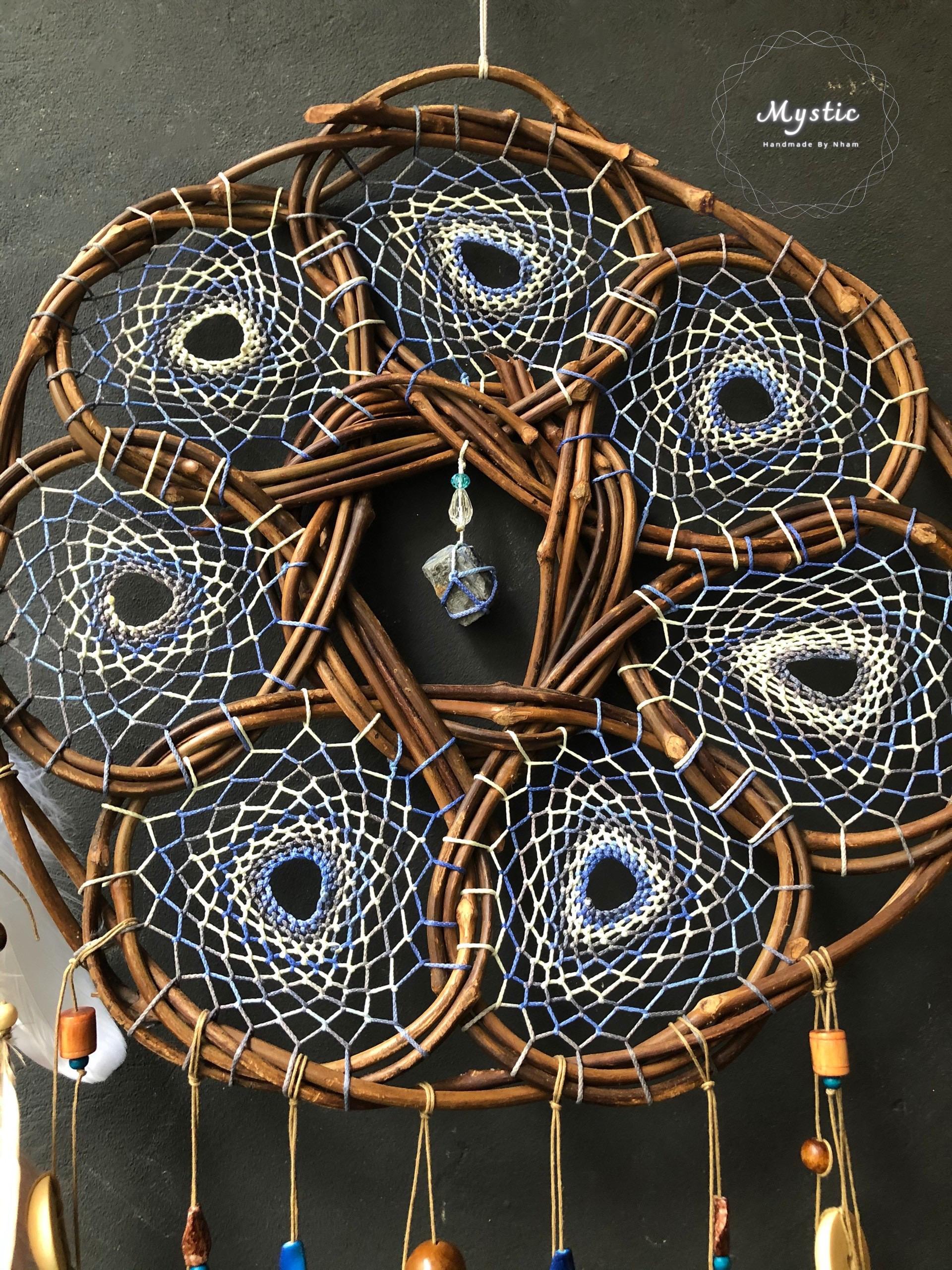 Handmade Wood Dream Catcher Wall Hanging, Crystal Stone Decor - Etsy