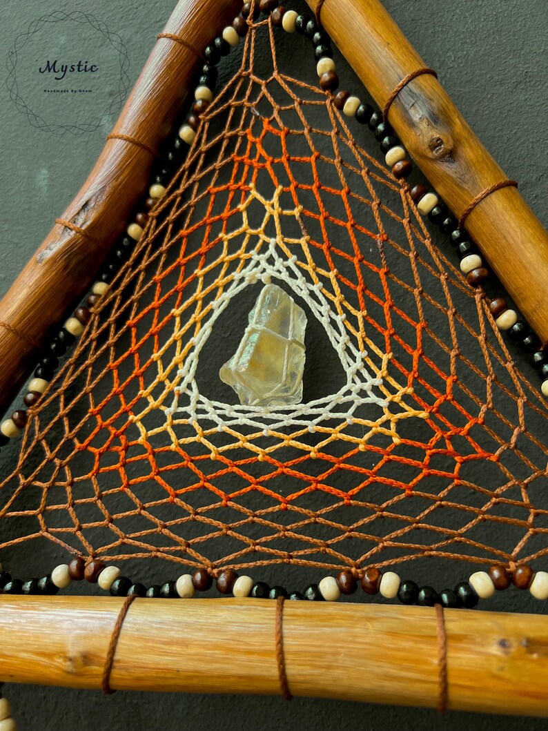 Triangle Dreamcatcher Orange Brown/handmade Nature Dreamcatcher for Kid