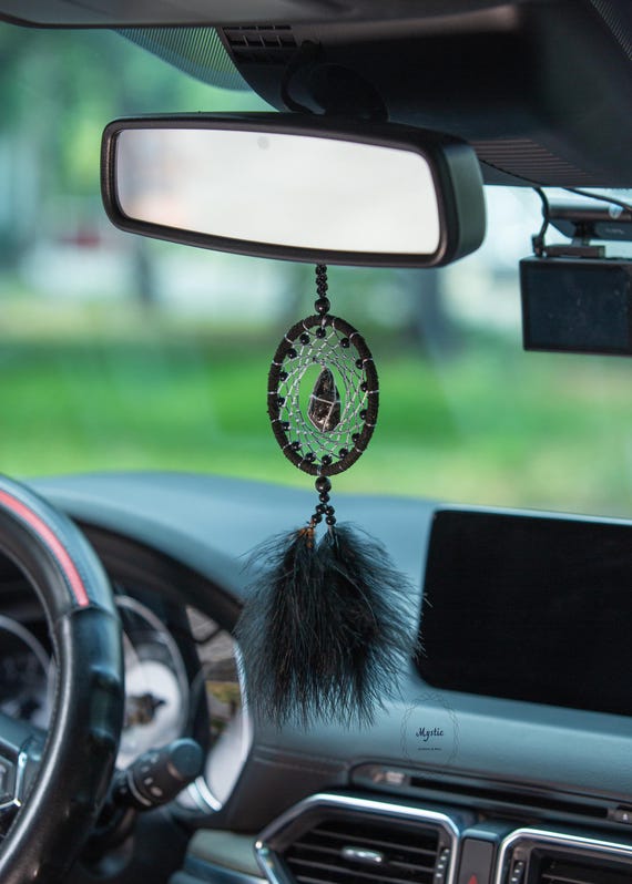 Mini Attrape-Rêves Voiture - Décoration Rétroviseur Avec Plumes - Cadeau Symbolique