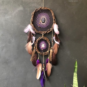 Boho stunning dreamcatcher , gift for a friend&#39;s sacred yoga, healing, and event space,  a baby gift Small Dreamcatcher wall hanging