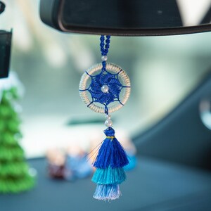 Accesorio colgante para espejo de coche hecho a mano estilo bohemio para mujeres y niñas, decoración estética para el interior del coche, atrapasueños ecológico para hombres, pequeño atrapasueños