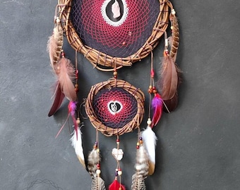 Large Boho Dreamcatcher with Crystal, Feather Wall Hanging