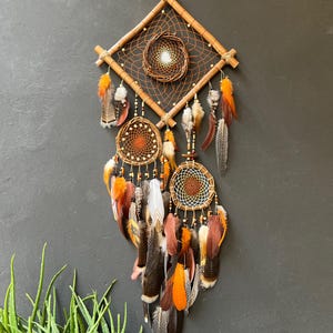 Square dreamcatcher special /witch vibes/Large dreamcatcher, Dream catchers with crystals, Authentic dreamcatcher made  naturals materials
