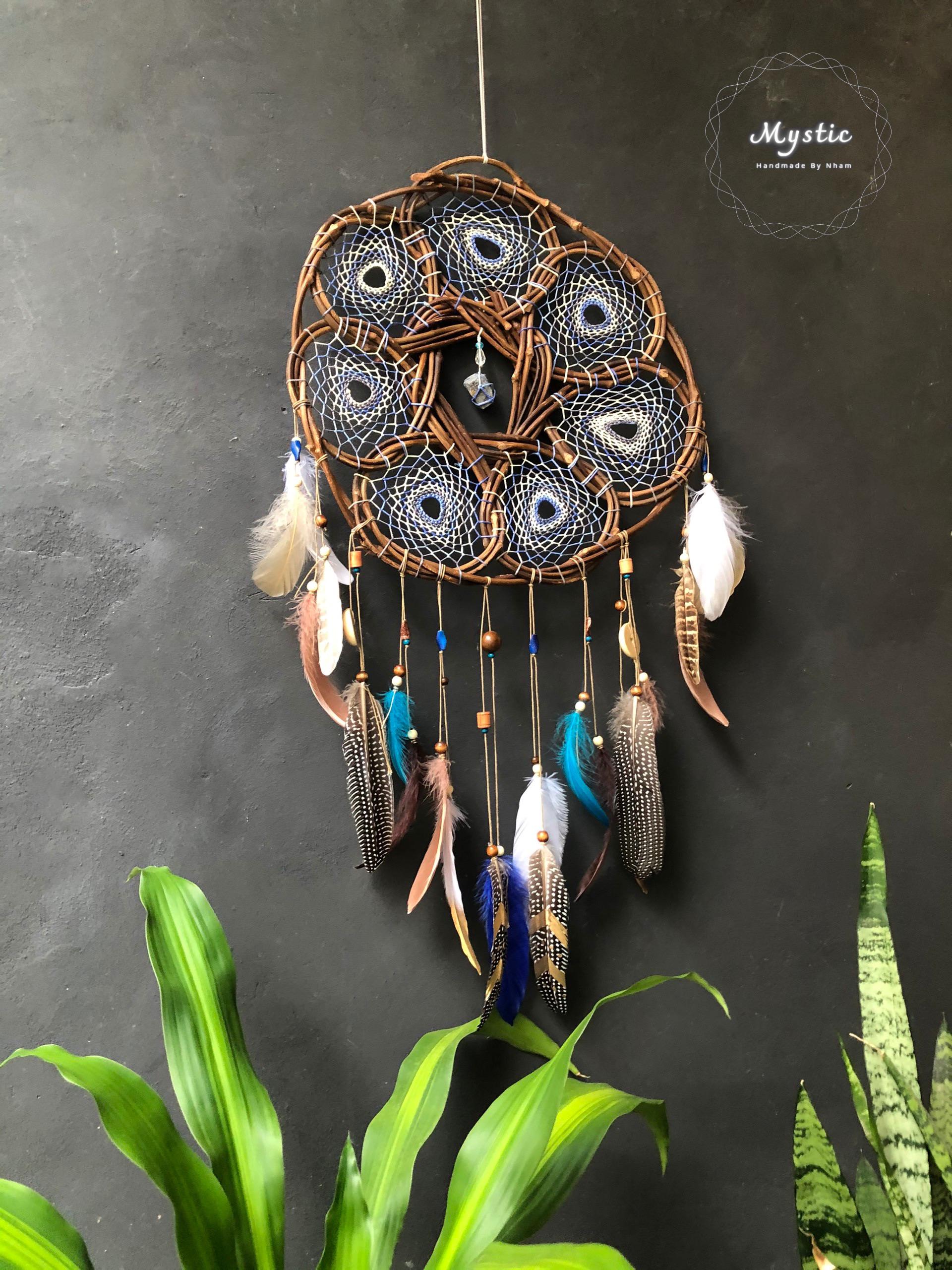 Handmade Wood Dream Catcher Wall Hanging, Crystal Stone Decor - Etsy
