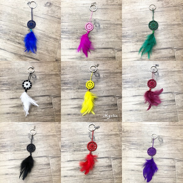 Gift for guest Mini Dreamcatcher Keyring with a corded hanger option Gift for customer, Special Gift Key chain hanger Dreamcatcher