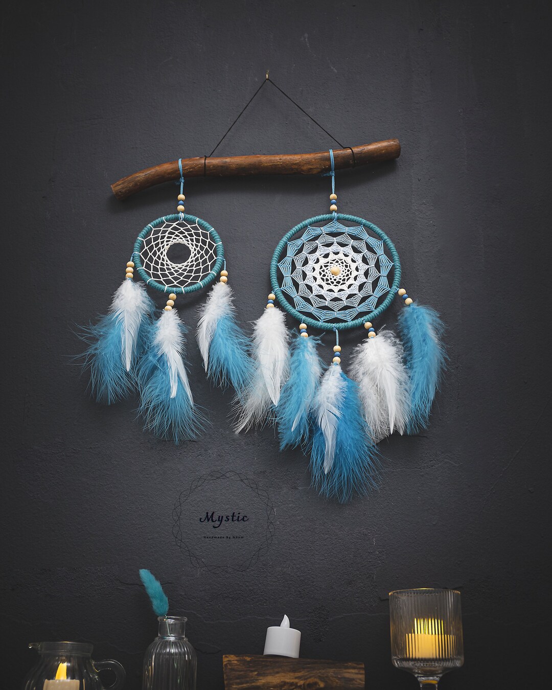 Turquoise Dream Catcher, Boho Wall Decor With Feathers - Etsy
