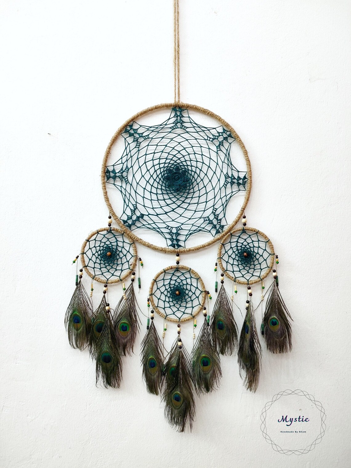 Dream Catcher Peacock Feather Headboard Decoration, Dream Catcher Gifts