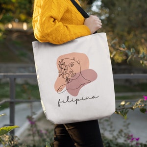 Filipina Tote Bag, Pinay Abstract Art Travel Tote Bag, Modern Filipina Aesthetic Bag, Gift for Her, Filipina Gift, Filipino Mom Gift #31