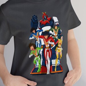 Camiseta del equipo Voltes V, camisetas de dibujos animados de estilo vintage de los años 80, camisetas de anime japonés, camisetas de Tokio, arte de fan, camisetas de robot, superrobot gigante