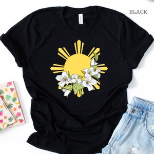 Filipino Sun and Stars Sampaguita Shirt, Filipino Crewneck Graphic T-Shirt, Filipino Symbol Shirt, Philippines Shirt, Filipino Gift #64