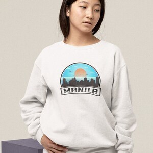 Manila Graphic Crewneck Sweatshirt, City of Manila Philippines Art Sweatshirt, Philippines Art Longsleeve, Filipino Filipina Gift #86