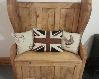 Reclaimed wooden 3ft Monk Bench/ Settle bench with storage