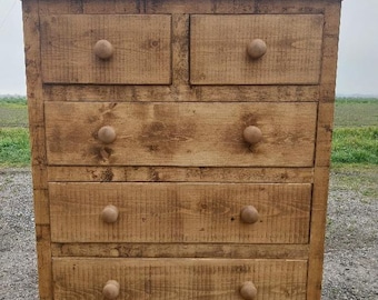 Rustic Solid Pine Chest of Drawers – Handmade Wooden Storage, Farmhouse Style Furniture