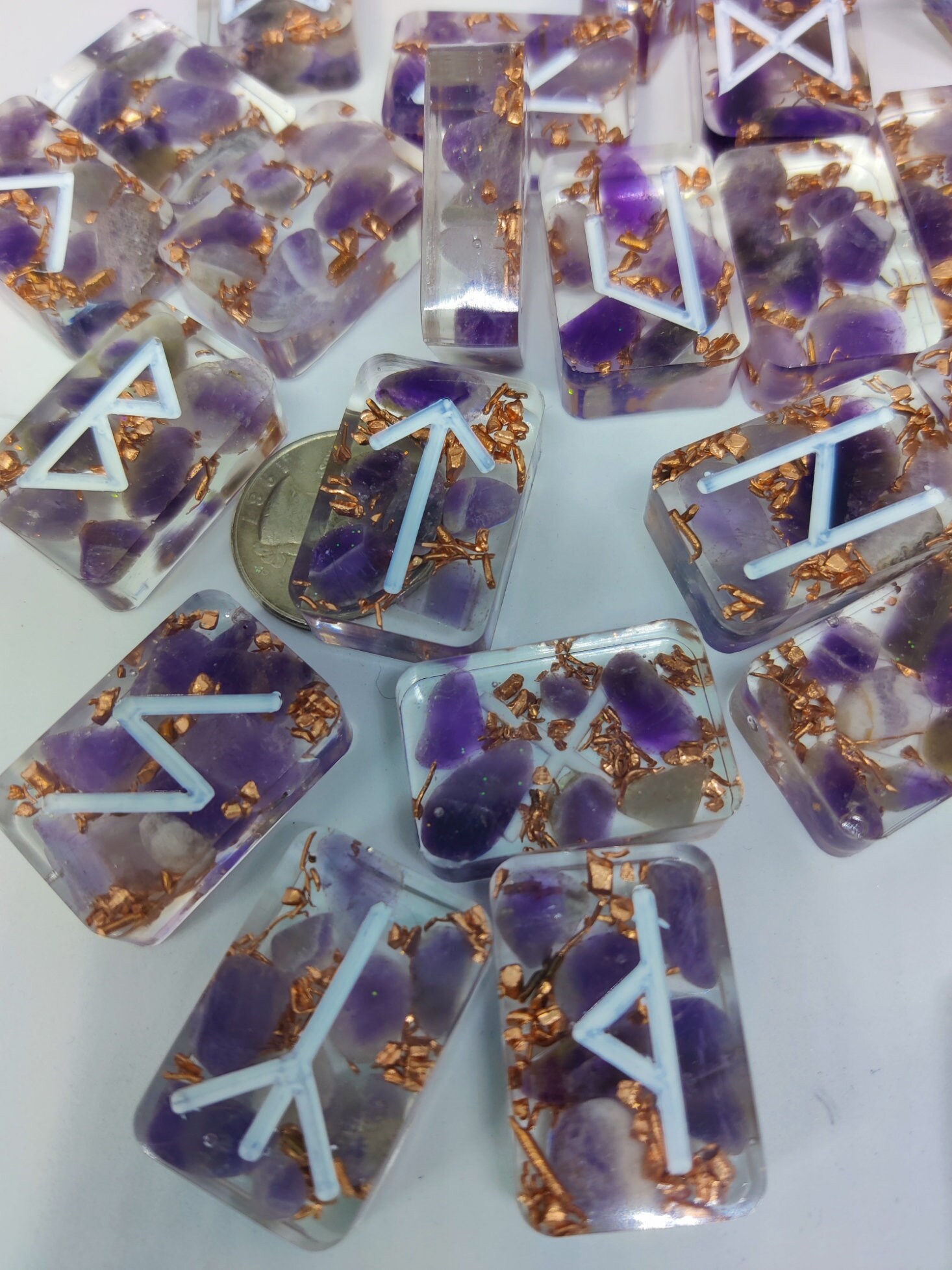 Opalite Rune Stone Set Purple Runestones 
