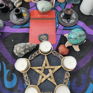 Resin Pentagram tealight candle holder, in gold or silver, for alter, Halloween, wicca, witch craft, magick magic, witchcraft divination