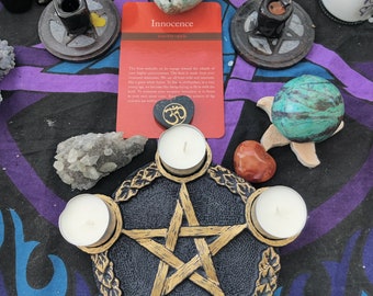 Resin Pentagram Tealight Holder: Wiccan Altar Decor