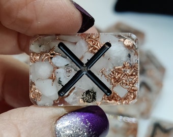 Moonstone Copper Orgonite Viking Runes Set: Elder Futhark Divination
