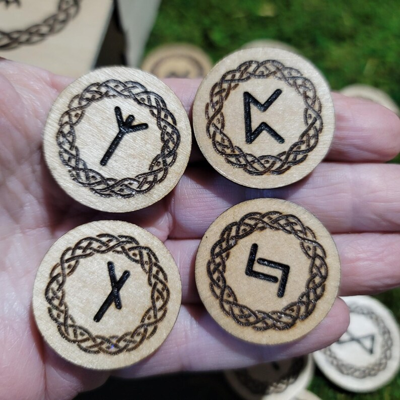 Laser Engraved Elder Futhark Runes, Celtic Birch Plywood Set With ...