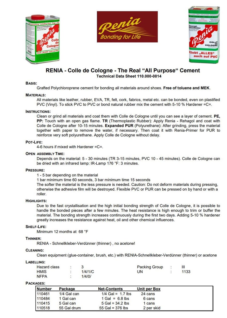 Colonge Withn R Label Renia Adhesive COLLE DE COLONGE - All Purpose Cement - Shoemaking ...