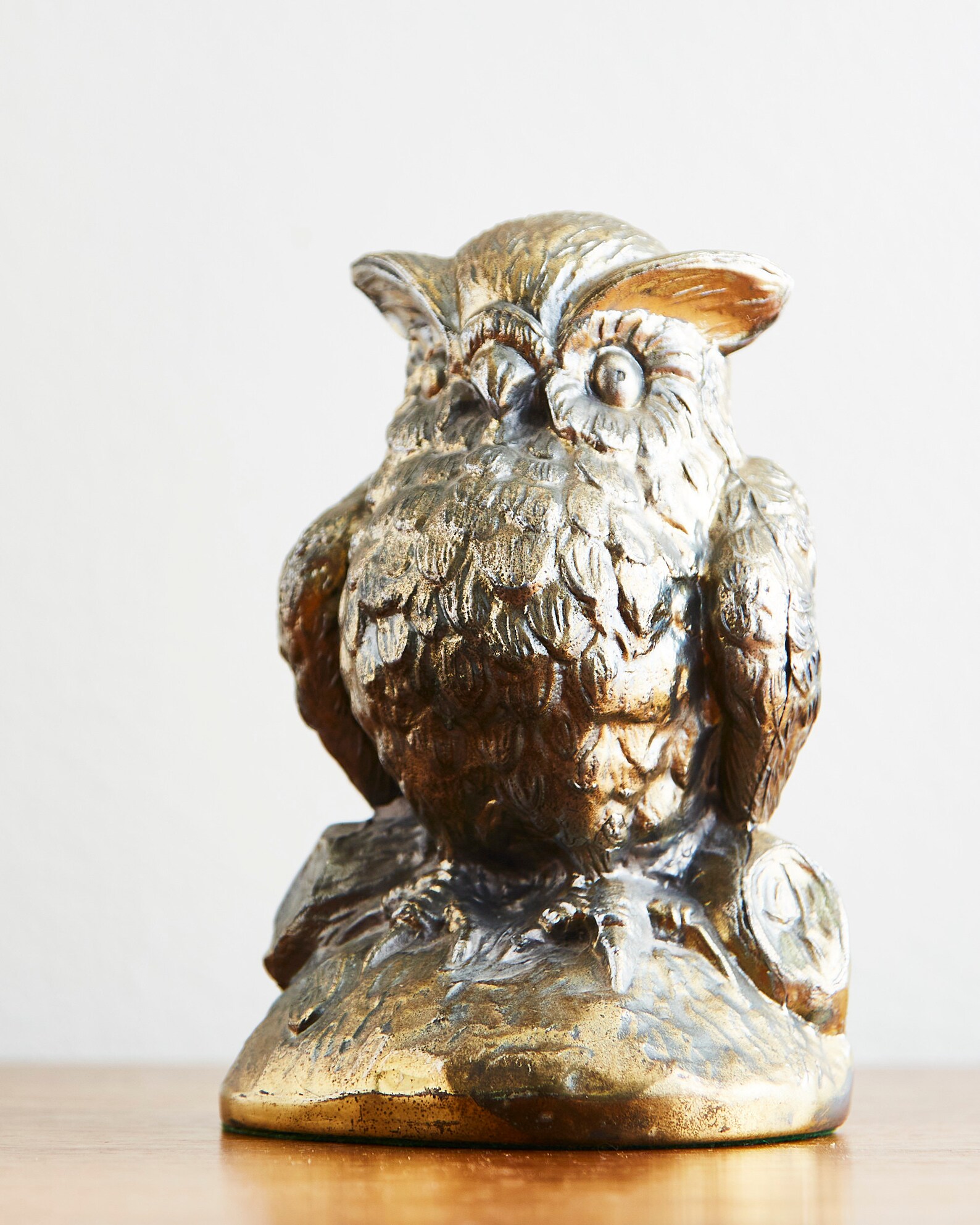 Large Brass Owl Bookend Vintage Mid Century Modern Decor Etsy