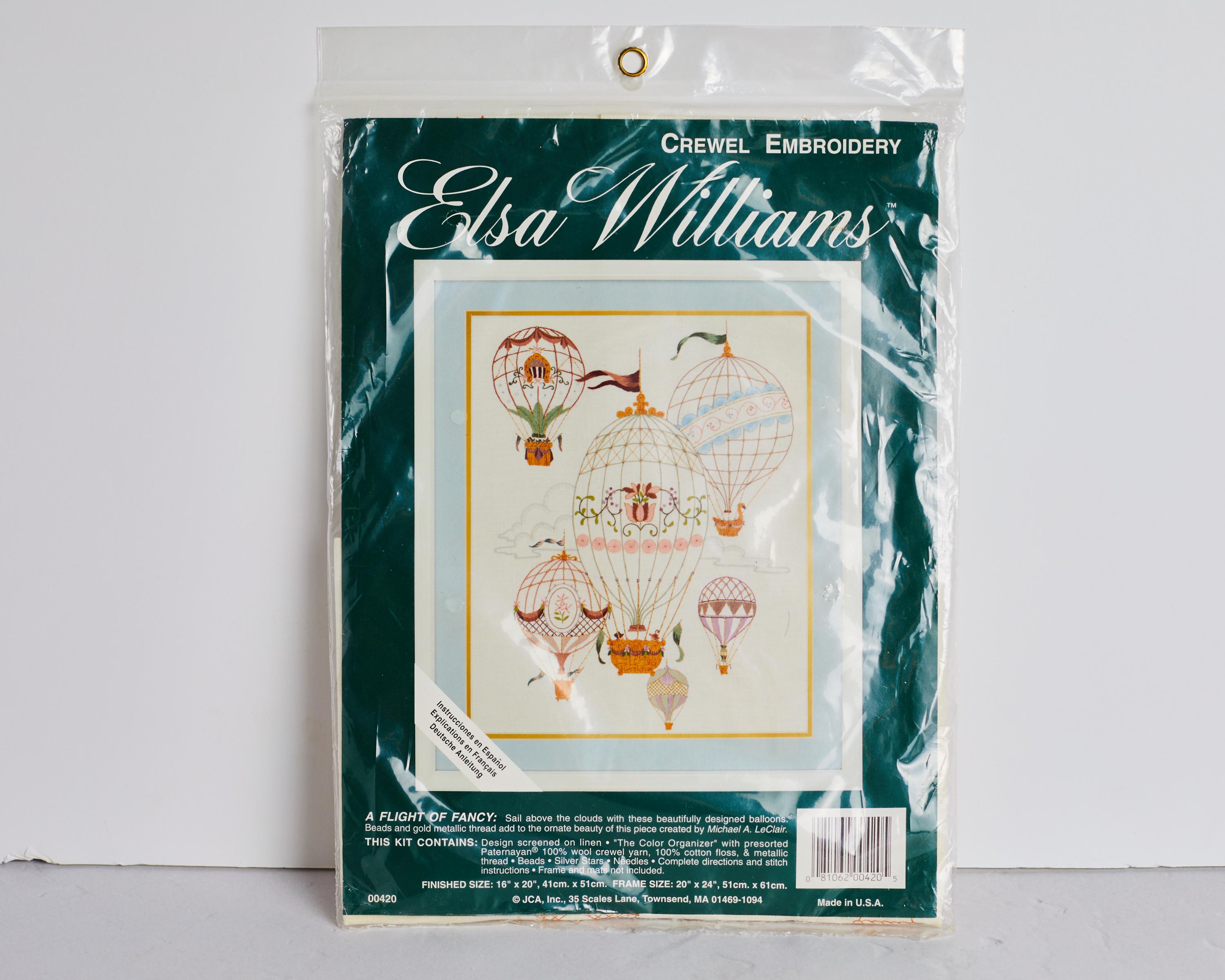 Kit étui à Lunettes Vintage Elsa Williams – Broderie Jacobean Crewel – Motif Floral – Fabriqué Aux USA