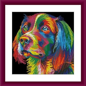 Regenbogen Hund Tier PDF Kreuzstichvorlage Fantasy Tiere Digitale Kreuzstichvorlage moderner Löwe Kreuzstichvorlage