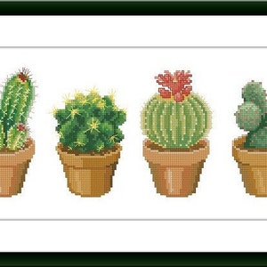 Cactus PDF Schema punto croce contato Botanico Schema punto croce digitale cactus moderno Natura morta schema punto croce cactus xstitch