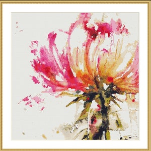 Acquerello Fiore PDF Schema punto croce contato Bouquet acquerello Schema punto croce digitale moderno Natura morta schema punto croce