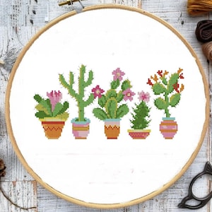Kaktus PDF Kreuzstichvorlage Botanical Digitale Kreuzstichvorlage Kakteen modern Kreuzstichvorlage Kakteen xstitch