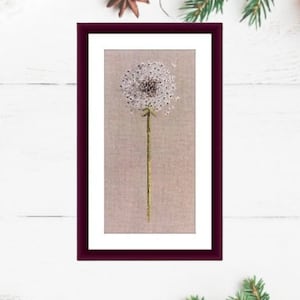 Dandelion Flower PDF Counted cross stitch pattern monochrome Digital cross stitch chart modern Still life cross stitch pattern