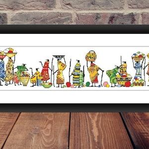 Afrikanische Dame PDF Kreuzstichvorlage Tanzende Frau Digitale Kreuzstichvorlage Folk Kreuzstichvorlage afrikanische xstitch Vorlage
