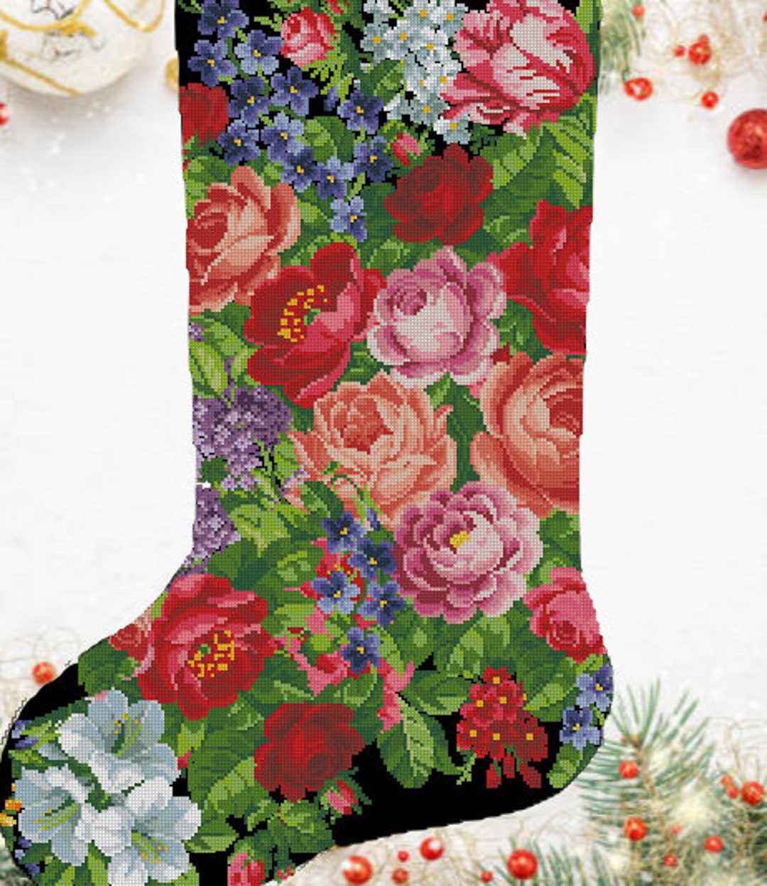 Christmas Stocking Victorian PDF Counted Cross Stitch Pattern Christmas ...