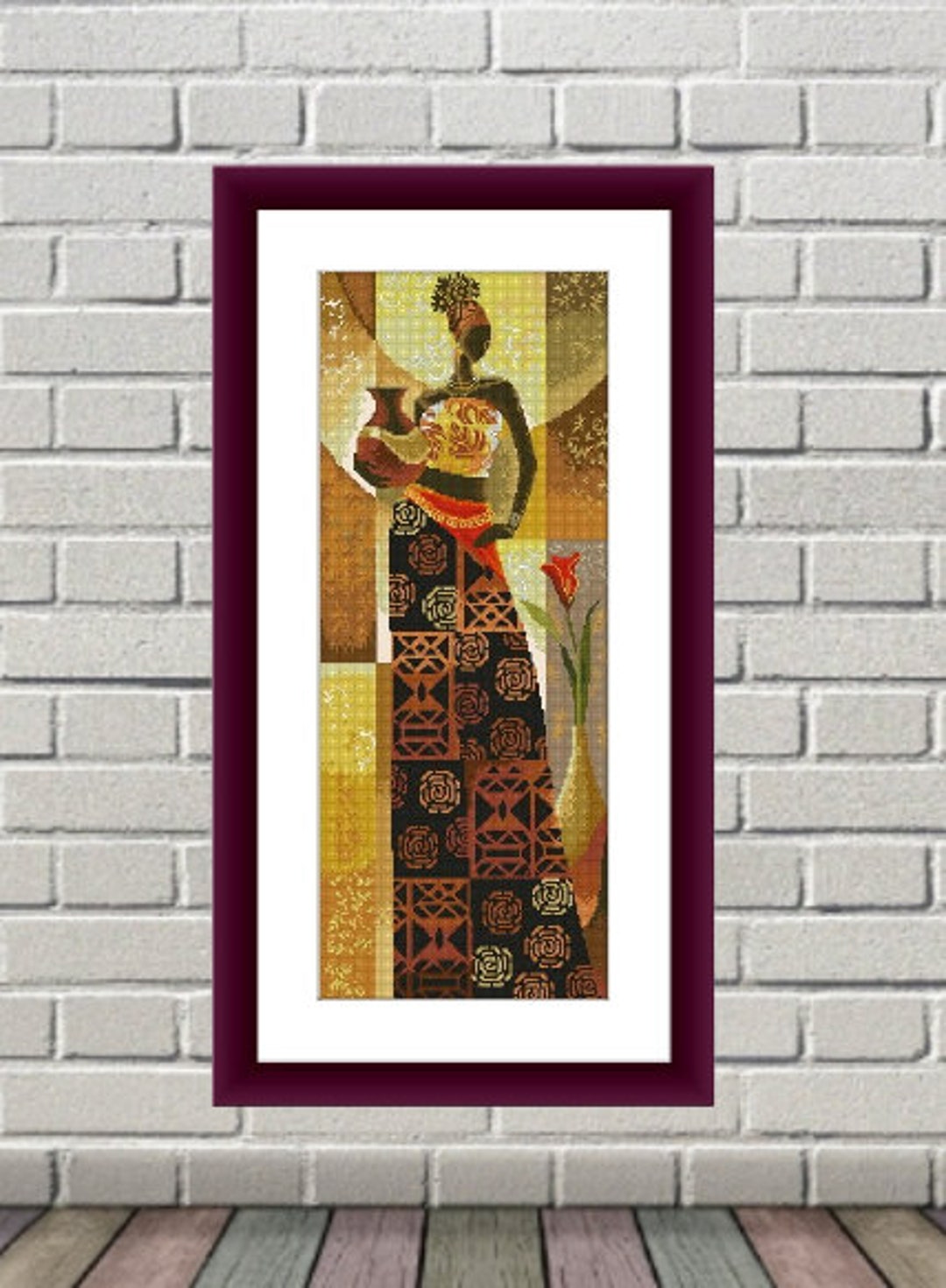 African Lady PDF Counted Cross Stitch Pattern Dancing Woman