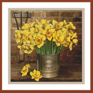 Narzisse Zählmuster Kreuzstichmuster pdf Botanisch Modern Digital Kreuzstichvorlage modern Stillleben Kreuzstichmuster Blume xstitch