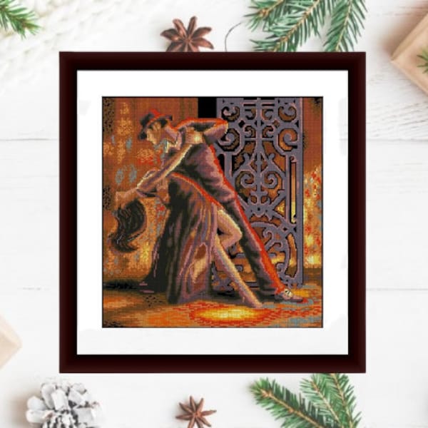 Tango Counted cross stitch pattern pdf couple Digital cross stitch chart tango dance cross stitch pattern dance needlepoint chart