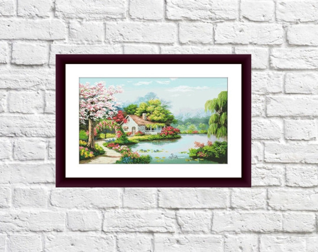 Garden Counted Cross Stitch Pattern Pdf Cottage Village Digital Cross ...