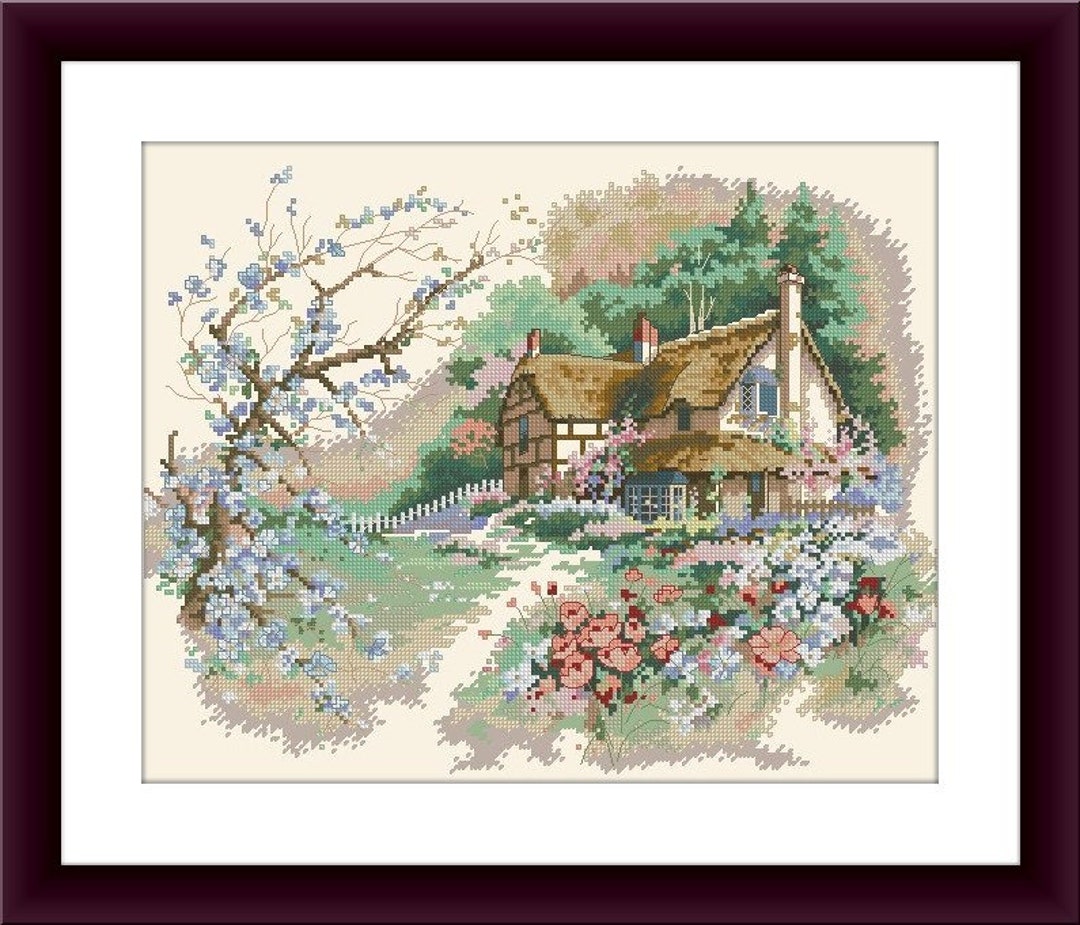 Beautiful Cottage Counted Cross Stitch Pdf Pattern Village Cottage ...