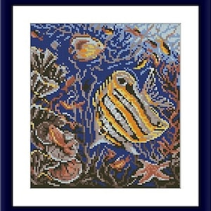 Aquarium Counted cross stitch pattern aquarium Digital cross stitch chart modern cross stitch pattern under the water needlepoint