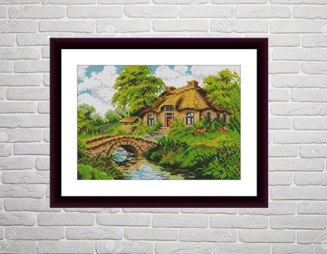 Woodland Cottage Counted Cross Stitch Pattern Winter Landscape - Etsy