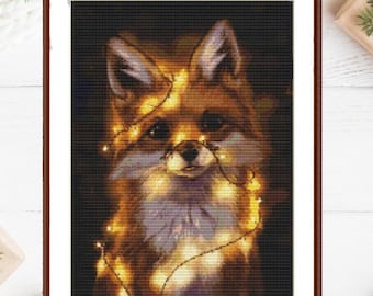 Foxie Fox PDF Geteld kruissteekpatroon dieren Digitale kruissteekkaart modern kruissteekpatroon schattige dieren