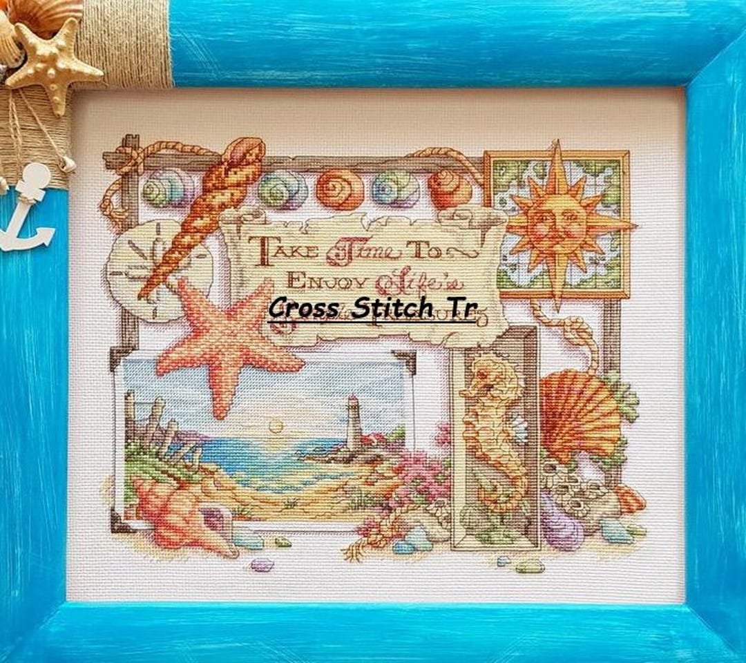 Sea Treasures Sampler Counted Cross Stitch Pattern Pdf Boat Seascape ...