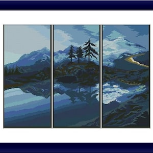 Berg Landschaft Kreuzstich Anleitung Winter Digitale Kreuzstichvorlage Winter Berg Kreuzstichmuster Stickmuster Vorlage Stickvorlage