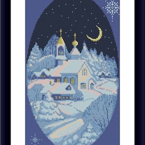 Christmas Eve Counted cross stitch pattern pdf xmas village Holiday Digital cross stitch chart christmas tree PDF cross stitch pattern