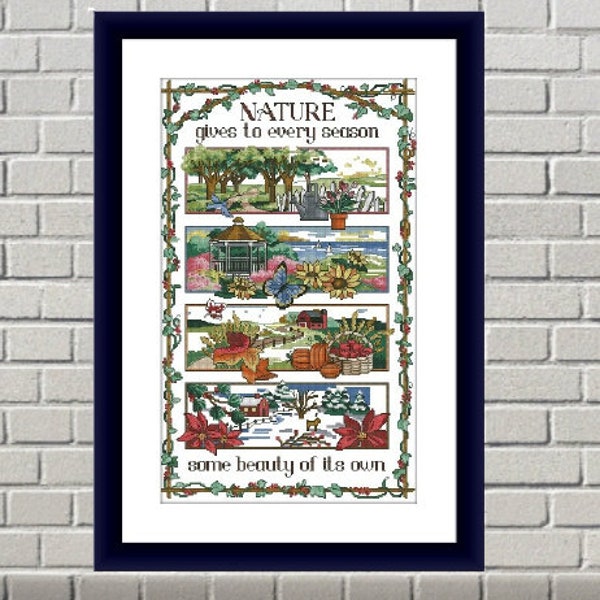 Four seasons sampler Counted cross stitch pattern farm Digital cross stitch chart farm sampler cross stitch pattern farm sampler chart