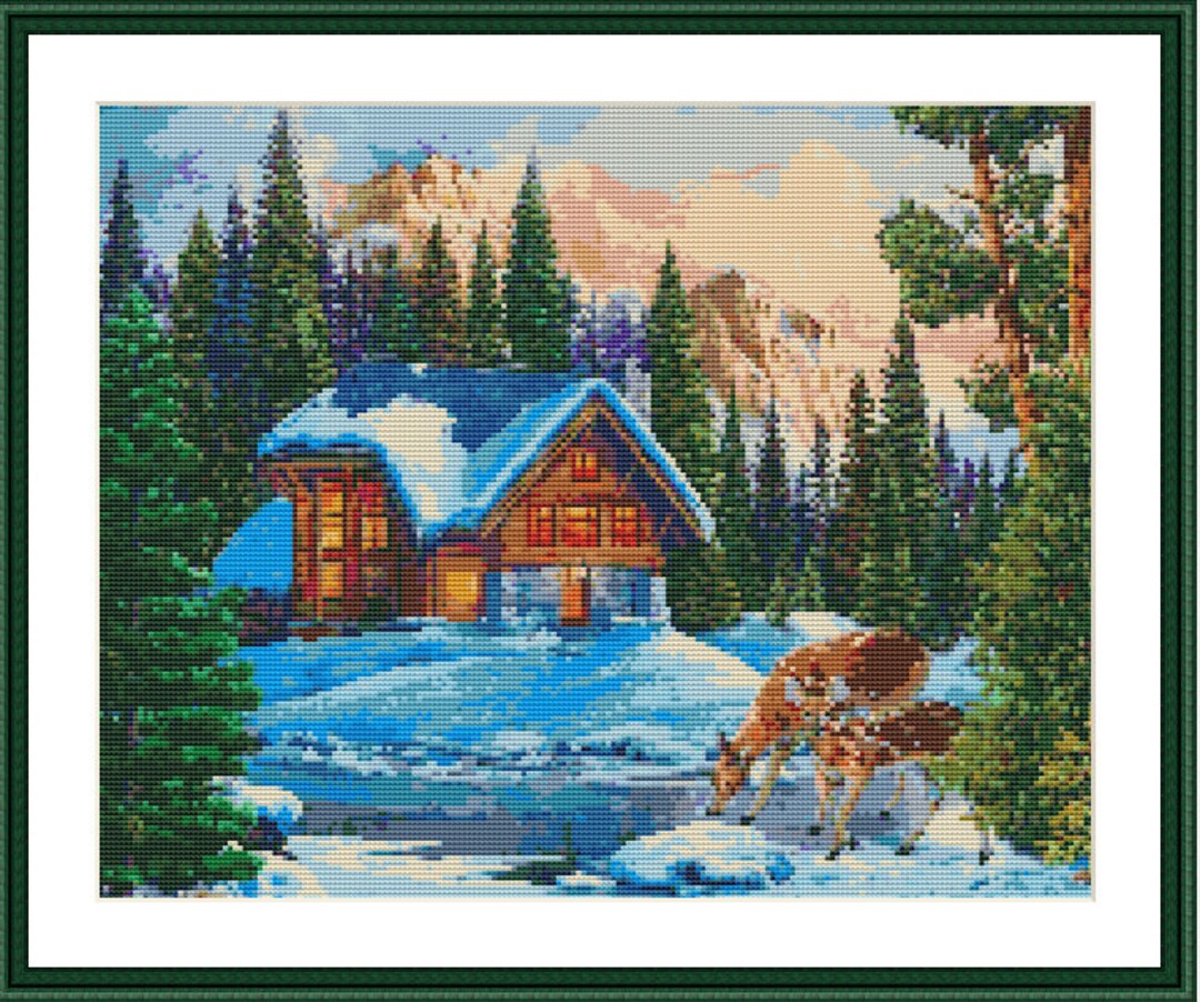 Woodland Cottage PDF Counted Cross Stitch Pattern Landscape Digital ...