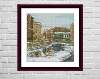 Vienna Counted cross stitch pdf pattern old city Digital cross stitch chart european city cross stitch pattern instant download